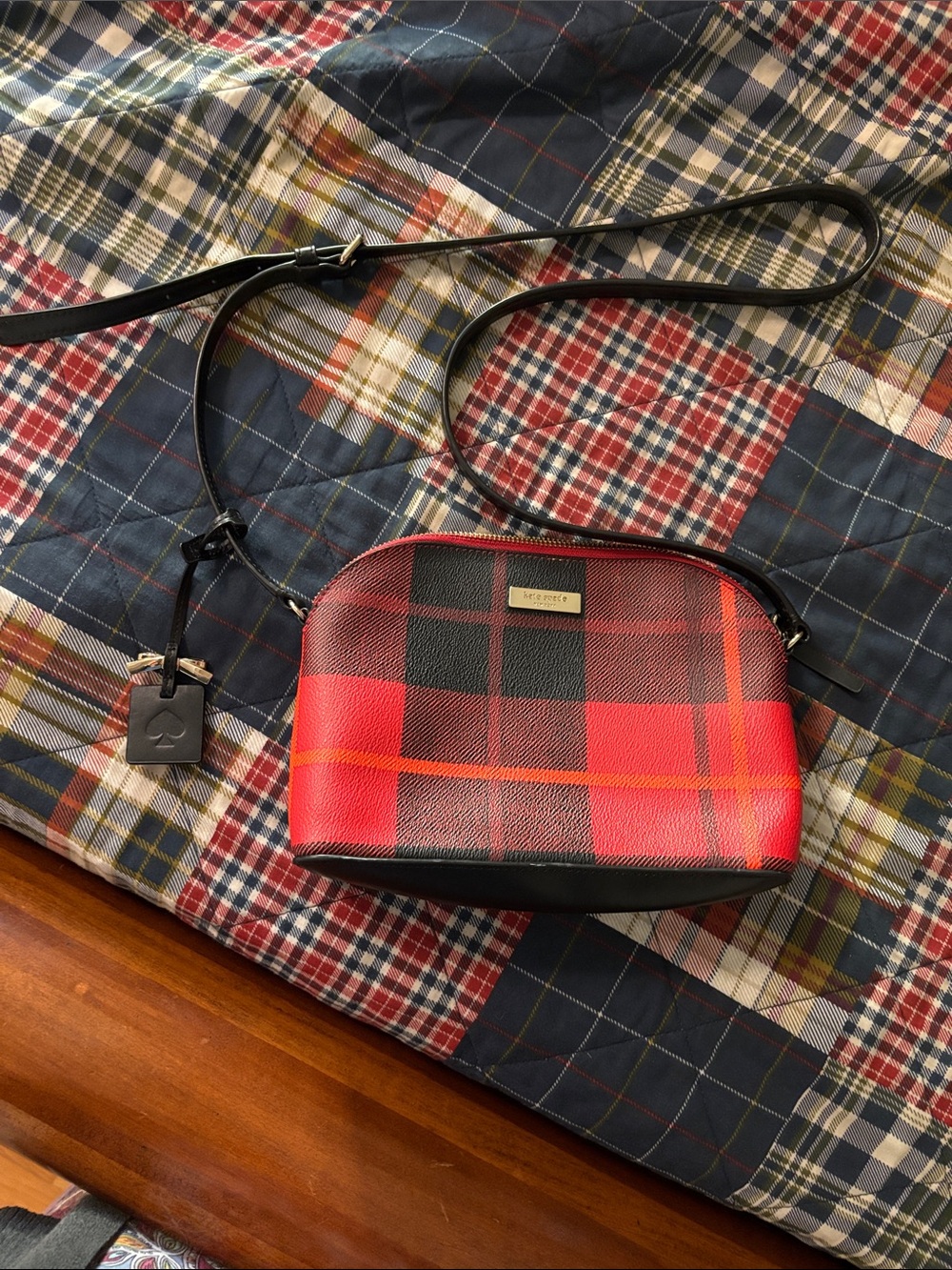 Kate spade plaid Crossbody Bag with Black Trim